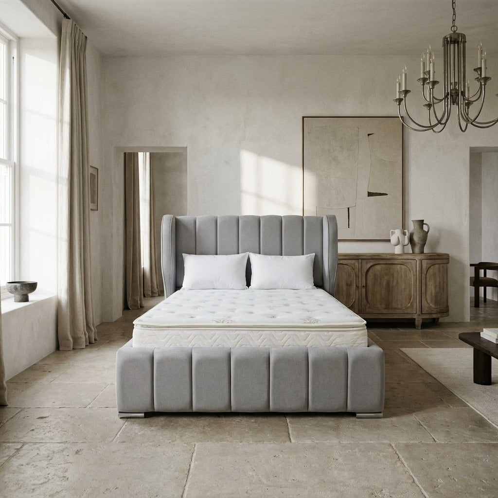 Zola bed frame in a modern European bedroom