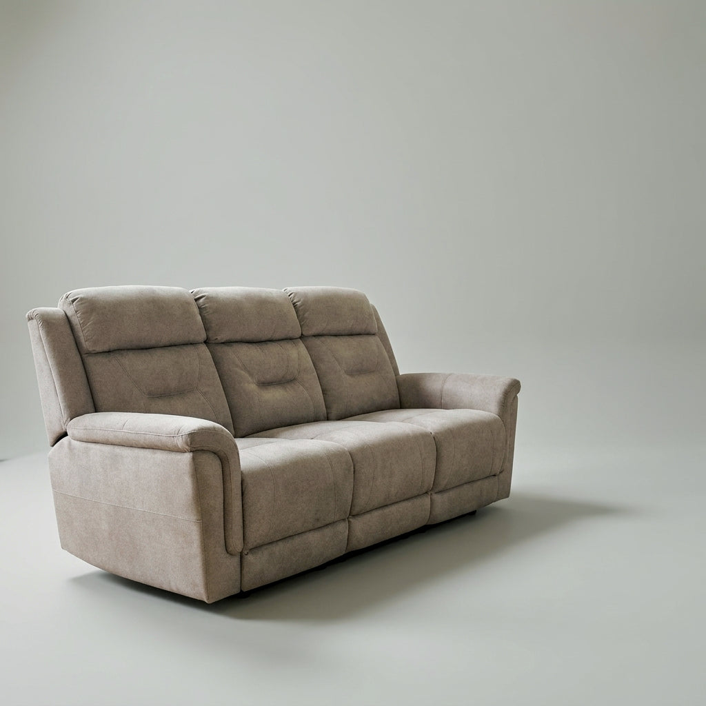 Portis manual reclining 3 seater sofa in mink plush