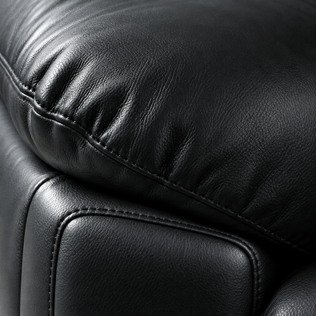 Dean leather reclining sofa padded arm detail