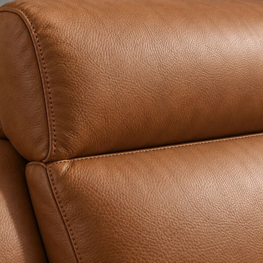 Napoli tan leather headrest stitching detail