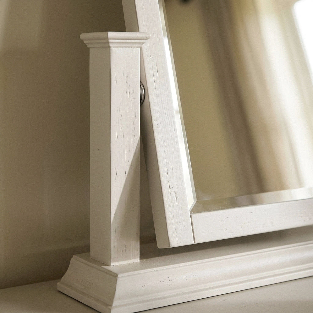 Close-up of the swing mirror pivot and moulded base