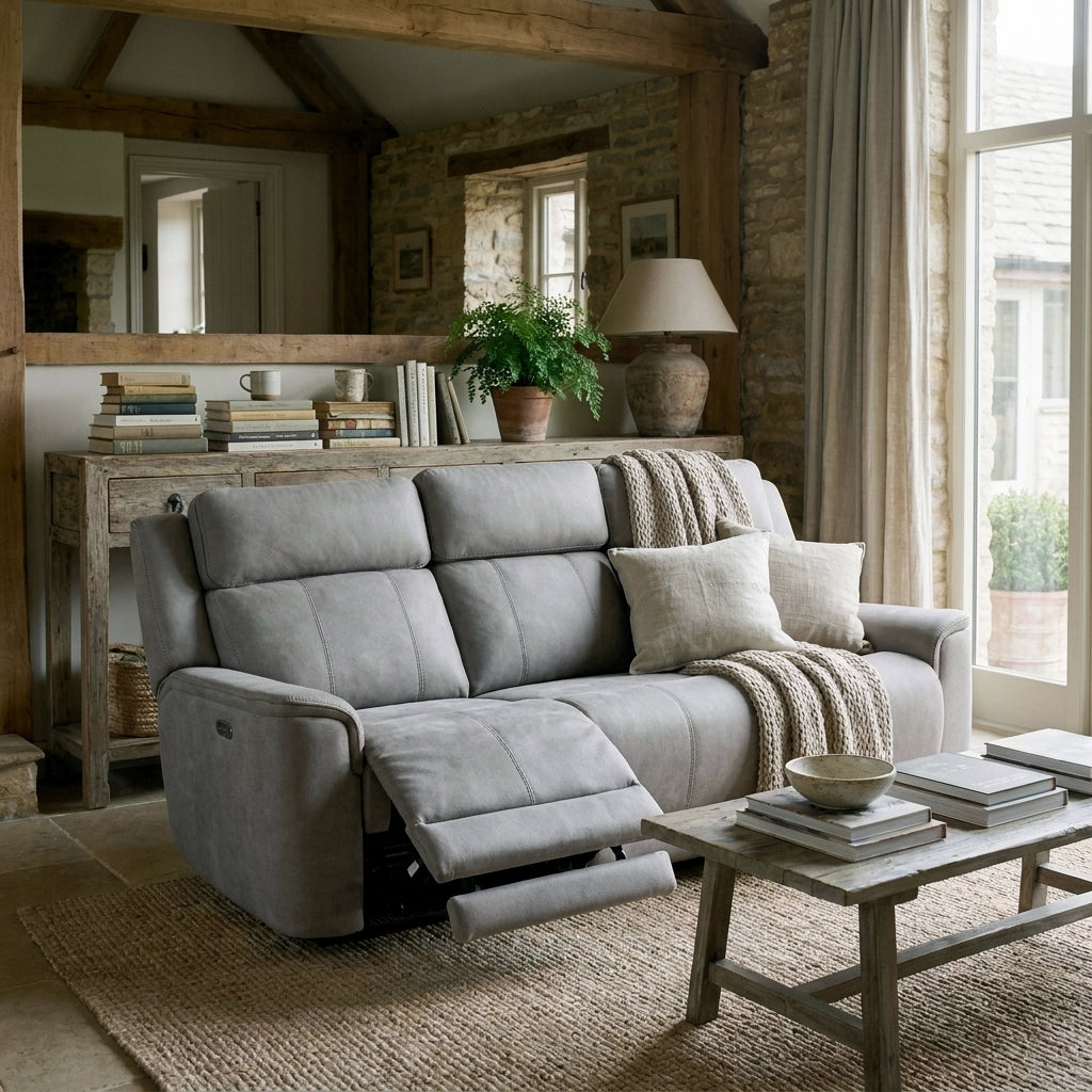 Bonnie electric reclining suite with both outer seats reclined