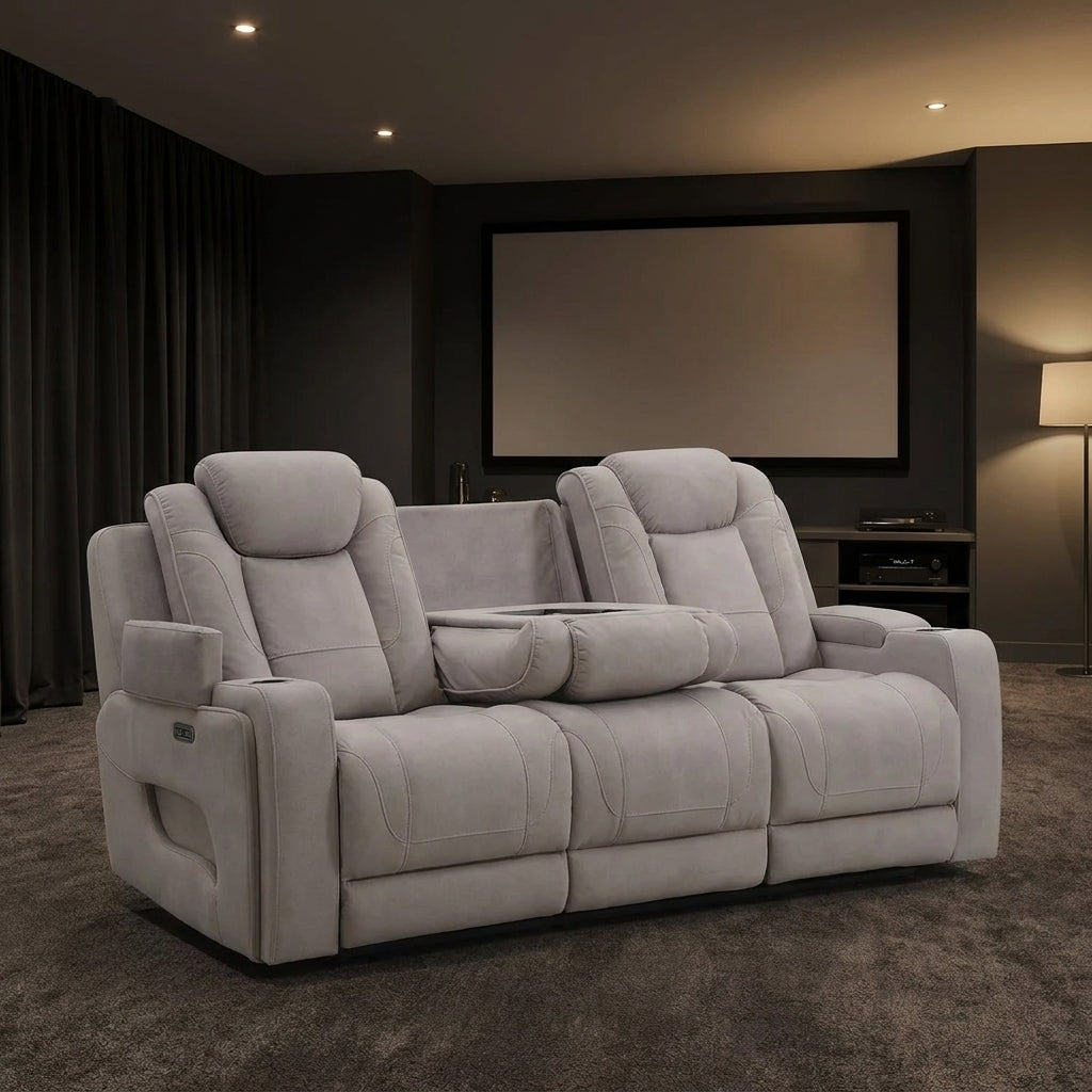 Omega home theater suite three seat in a home cinema room