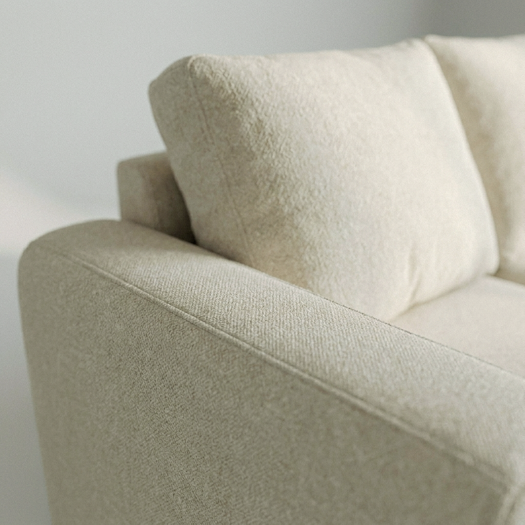 Close-up of the chunky arm and loose back cushion on the Westport
