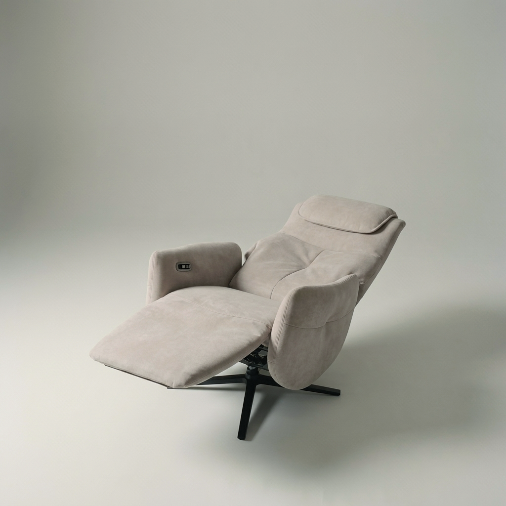 Khan massage chair reclined fully flat with the footrest level with the seat