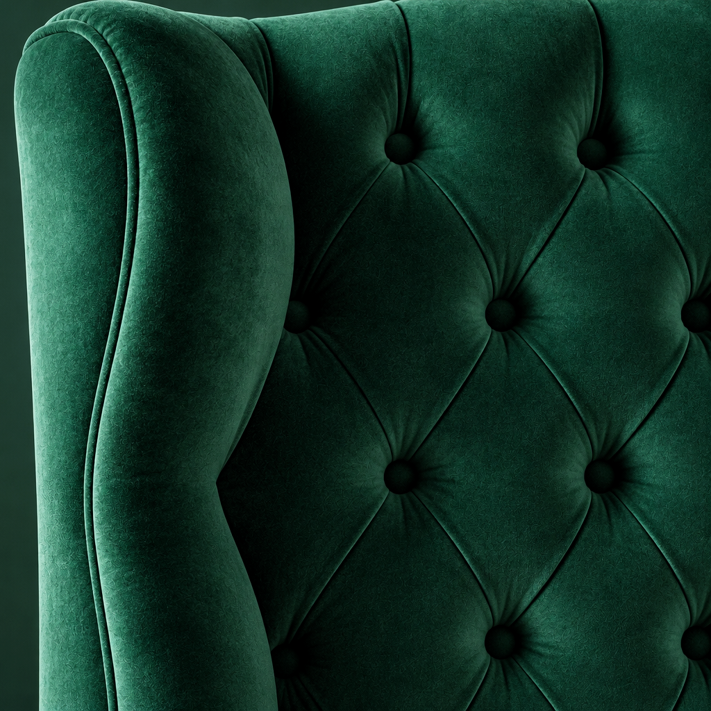 Nimbus bedframe velvet upholstery detail