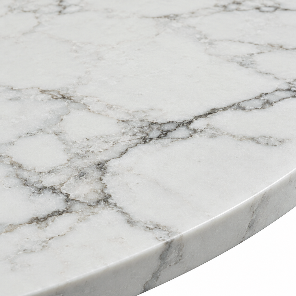 Porthos table marble effect top detail