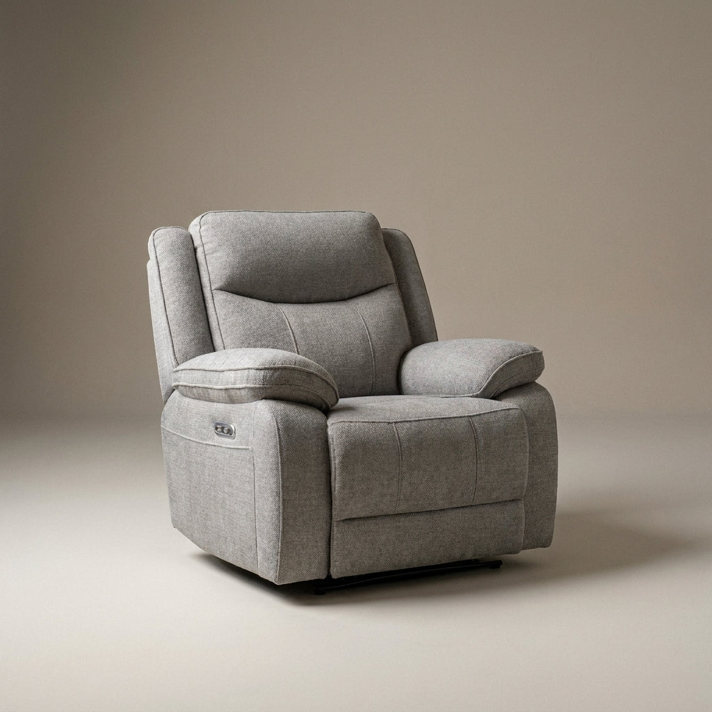 Flash power recliner chair in grey fabric